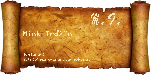 Mink Irén névjegykártya