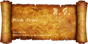 Mink Irén névjegykártya